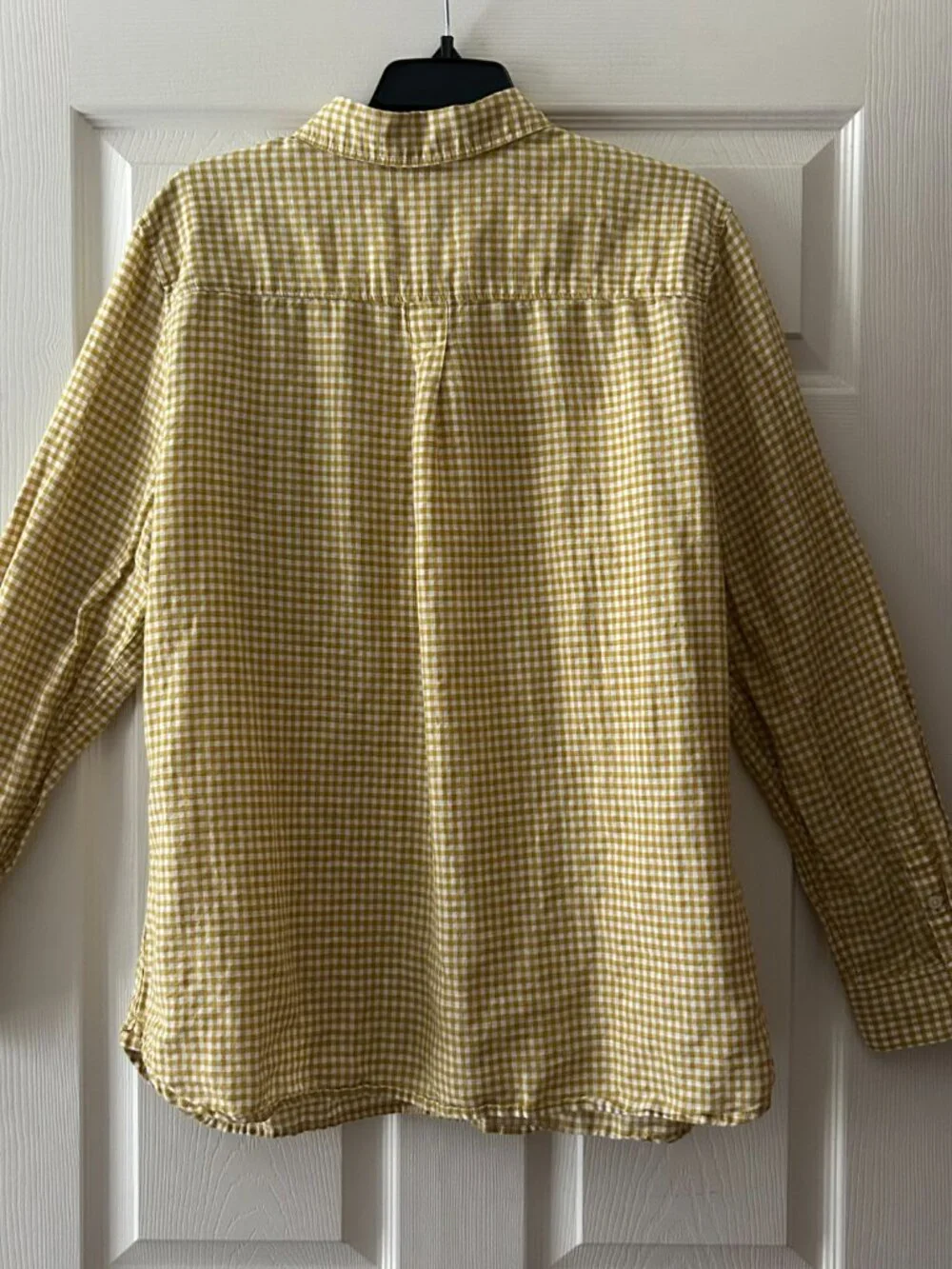 Banana Republic Mens Linen Blend Gingham Check Long Sleeve Size XL Button Up